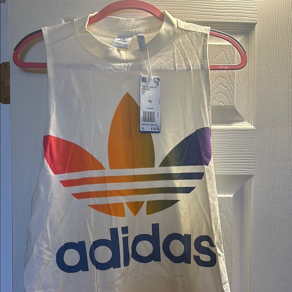 adidas Trefoil Cream Tank Top with Large Logo - Picture 2 of 3